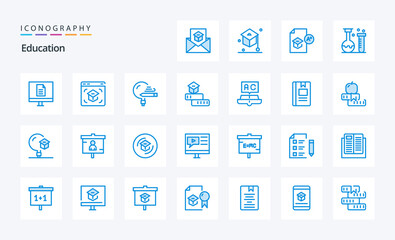 25 Education Blue icon pack