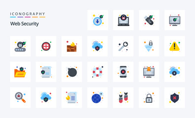 25 Web Security Flat color icon pack