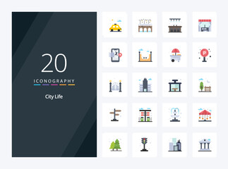20 City Life Flat Color icon for presentation