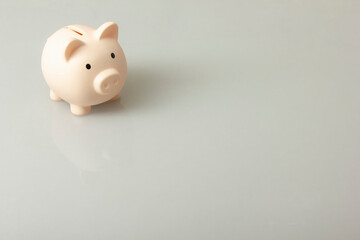 Pink piggy bank. Money and business concept. Copy space for text