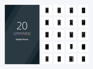 Fototapeta na wymiar 20 Mobile Phone Solid Glyph icon for presentation