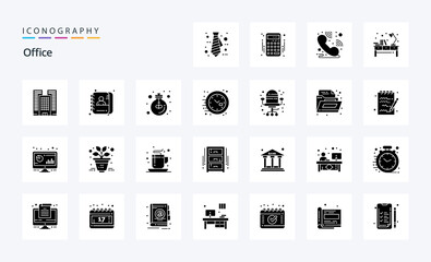 25 Office Solid Glyph icon pack