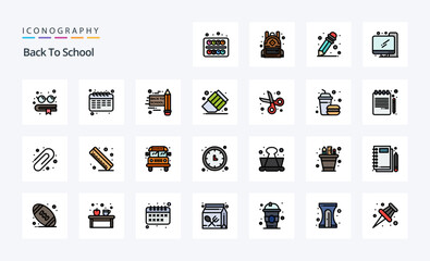 25 Back To School Line Filled Style icon pack