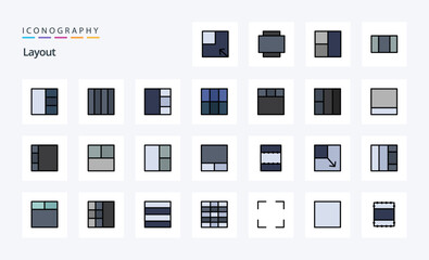 25 Layout Line Filled Style icon pack