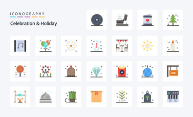25 Celebration  Holiday Flat color icon pack