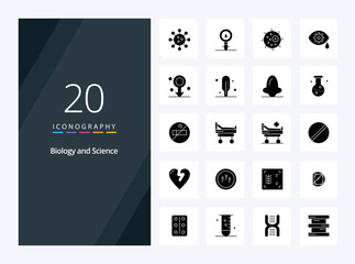 20 Biology Solid Glyph icon for presentation
