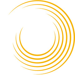 Orange circle speed lines isolated. Abstract speed lines in circle form, vector. For geometric art, elements design, logo, print materials and placard template. Abstract speed lines circles background