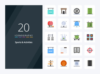 Fototapeta na wymiar 20 Sports Activities Flat Color icon for presentation