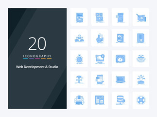 Fototapeta na wymiar 20 Web Development And Web Studio Blue Color icon for presentation