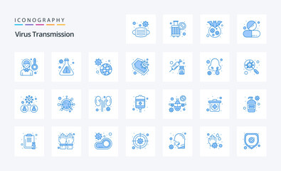 25 Virus Transmission Blue icon pack