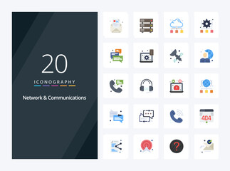 Fototapeta na wymiar 20 Network And Communications Flat Color icon for presentation