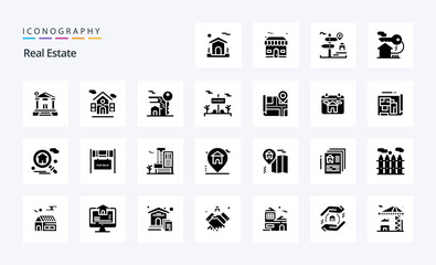 25 Real Estate Solid Glyph icon pack