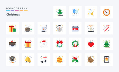 25 Christmas Flat color icon pack