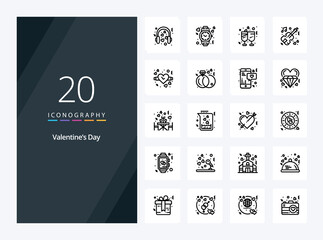 20 Valentines Day Outline icon for presentation
