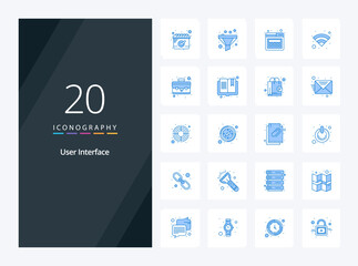 20 User Interface Blue Color icon for presentation
