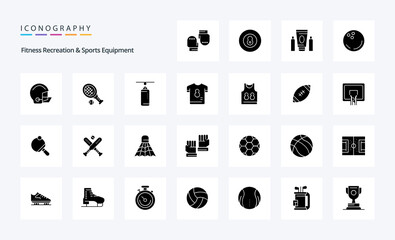 25 Fitness Recreation And Sports Equipment Solid Glyph icon pack