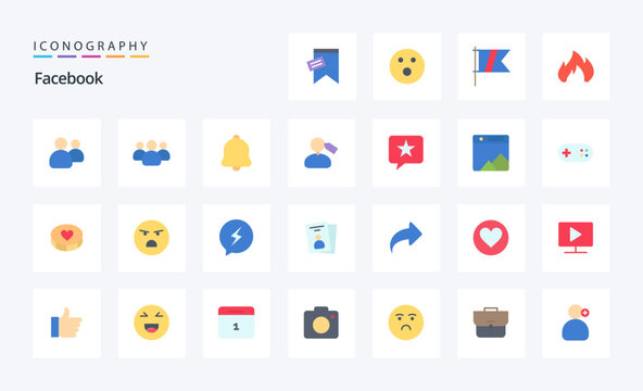 25 Facebook Flat color icon pack