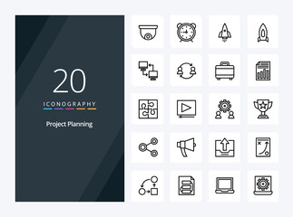 Fototapeta na wymiar 20 Project Planing Outline icon for presentation