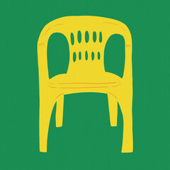 yellow plastic bar chair green background 