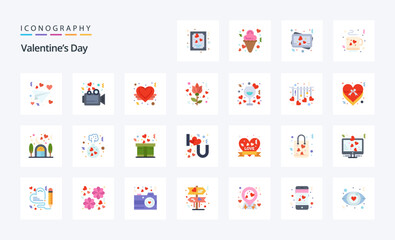 Fototapeta na wymiar 25 Valentines Day Flat color icon pack