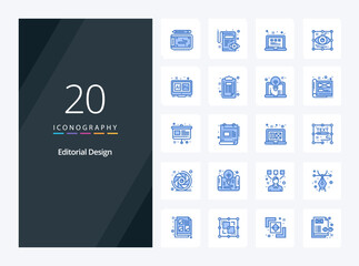 Fototapeta na wymiar 20 Editorial Design Blue Color icon for presentation