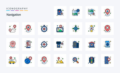 25 Navigation Line Filled Style icon pack
