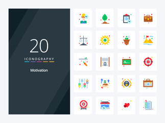 20 Motivation Flat Color icon for presentation