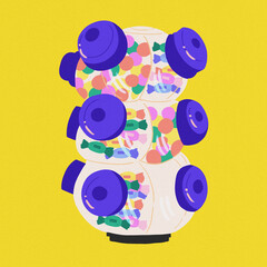candy "bomboniere" purple lid yellow background 