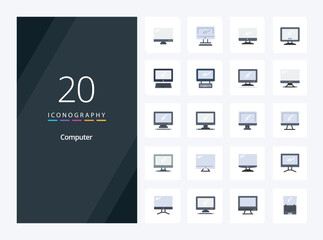20 Computer Flat Color icon for presentation
