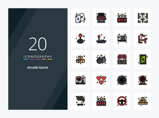 Fototapeta na wymiar 20 Arcade line Filled icon for presentation