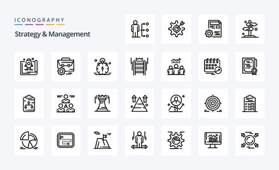 25 Strategy And Management Line icon pack