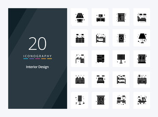 Fototapeta na wymiar 20 Interior Design Solid Glyph icon for presentation