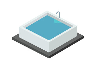 Square bathtub. Simple flat illustration in isometric view.
