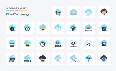 25 Cloud Technology Flat color icon pack