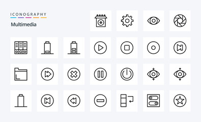 25 Multimedia Line icon pack