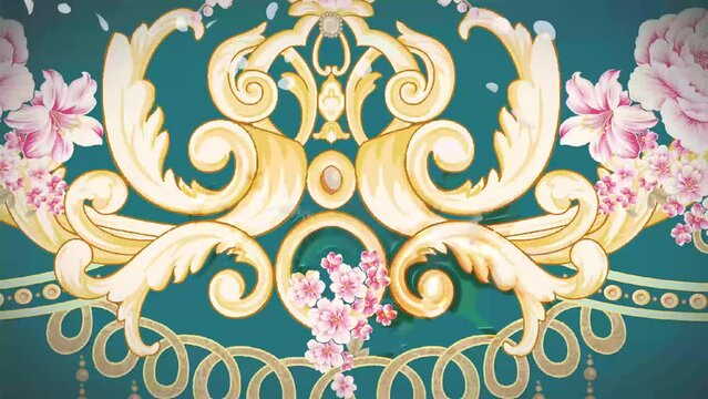 Watercolor various flowers Paisley rose peony flower bird landscape