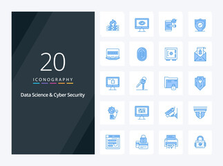 Fototapeta na wymiar 20 Data Science And Cyber Security Blue Color icon for presentation