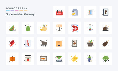 25 Grocery Flat color icon pack