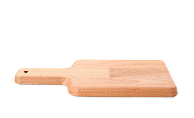 Wooden cutting board isolated on white background