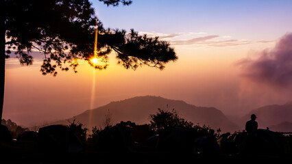 Beautiful sunrise Monson Viewpoint Doi Angkhang , Chiangmai Thailand