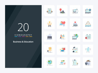 Fototapeta na wymiar 20 Business And Education Flat Color icon for presentation