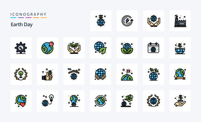 25 Earth Day Line Filled Style icon pack