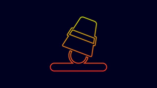 Glowing neon line Game thimbles icon isolated on blue background. Ball and glass. Chance and fortune concept. 4K Video motion graphic animation