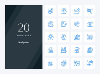 Fototapeta na wymiar 20 Navigation Blue Color icon for presentation