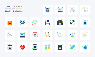 25 Health And Medical Flat color icon pack