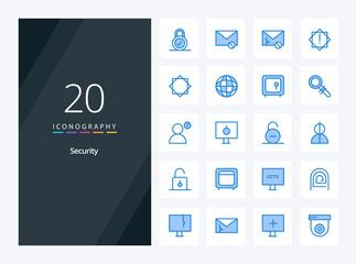 Fototapeta na wymiar 20 Security Blue Color icon for presentation