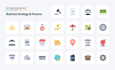 25 Business Strategy And Finance Flat color icon pack