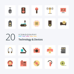 20 Devices Flat Color icon Pack like sd memory image card printing