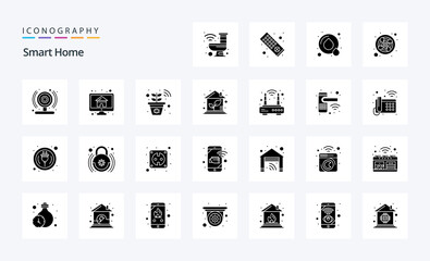 25 Smart Home Solid Glyph icon pack