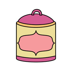Simple icon of bakery. Sticker with jar for bulk products or sugar. Accessories for confectionery. Design element for social networks. Cartoon flat vector illustration isolated on white background
